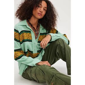 Free People We The Free Terry Rugby Pullover Size L